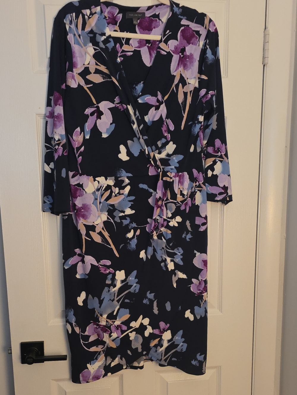 The Limited Floral Midi Dress Black & Purple Large Like New